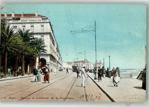 Alger 1909 Boulevard de la Republique Straßenbahn Tracht