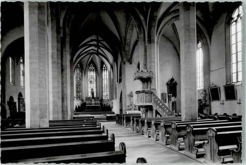 Karlstadt Ort handschriftlich Kirche Foto Original aus Archiv eines Ansichtskartenverlags