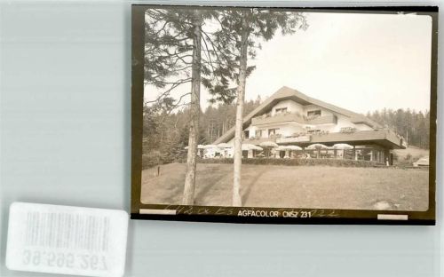 Hundseck Gaststätte Gasthaus Terrasse Sonnenschirm Schwarzwaldhochstraße Ort handschriftlich Foto Original aus Archiv eines Ansichtskartenverlags