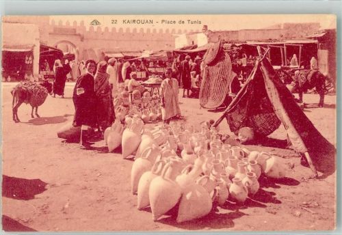 Kairouan 1940 Marktszene Tonkrüge Place de Tunis