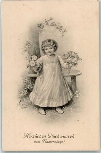 1916 Namenstag Glückwunsch Kind Rosen