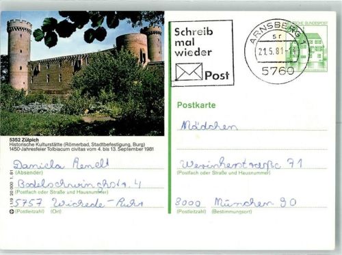 Zülpich Historische Kulturstätte Römerbad Stadtbefestigung Burg 1450 Jahresfeier Tolbiacum civitas 1981