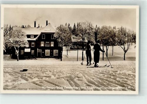 Zwieselberg Pension Hirschen-Post mit Haus Hermann Winter Skifahrer