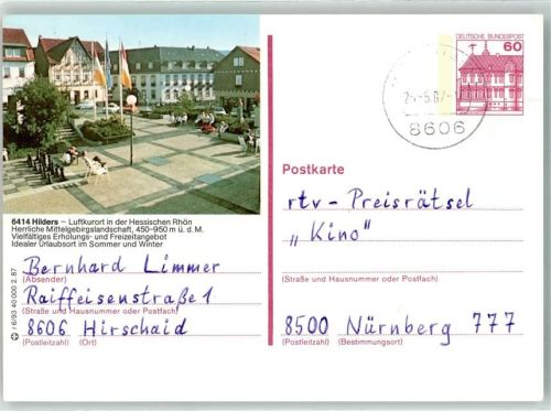 Hilders Rathaus Marktplatz Luftkurort Hessische Rhön Erholung Freizeit Urlaub Fahnen Auto