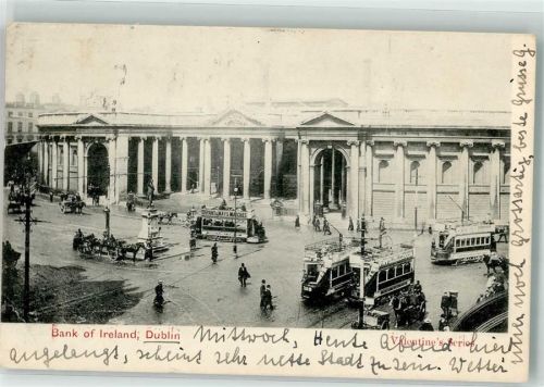 Dublin 1904 Straßenbahn Denkmal Bank of Ireland