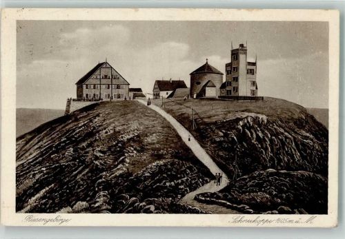 Schneekoppe 1927 Riesengebirge Hotel Wetterstation Kapelle