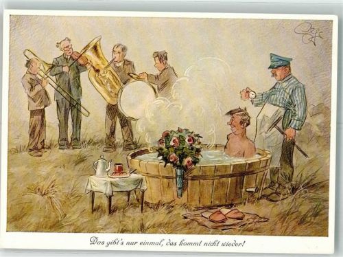 Musiker Blumen Badewanne Trompete Tuba Spruch Verlag Köhn Nr. 2311
