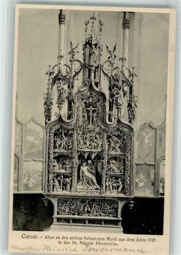 Kalkar 1914 Altar z.d. sieben Schmerzen Mariä a.d. Jahre 1521 i.d. St. Nicolai Pfarrkirche