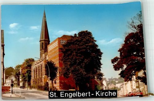58285 W5820 Gevelsberg FOTO KEINE AK Foto Original aus Archiv eines Ansichtskartenverlags St. Engelbert Kirche Oldtimer Ort handschriftlich