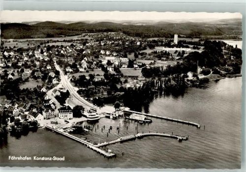 Staad 1956 Fliegeraufnahme vom Fährhafen und Jugendherberge Bodenseeverlag Nr. 2874