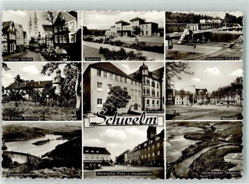 Schwelm Kölner Straße VW Käfer Bahnhof Freibad Schloss Martfeld Ennepetalsperre Märkischer Platz u. Hauptstraße Kreishaus