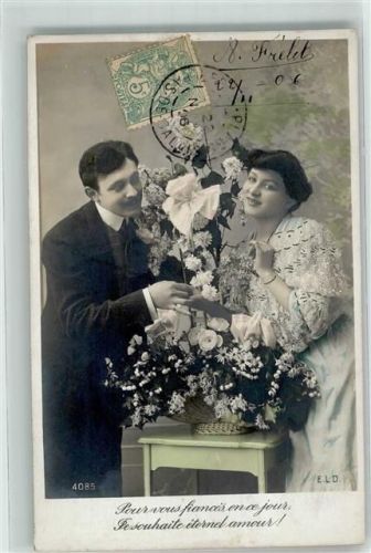 1906 Verlobung Blumen E.L.D. 4085