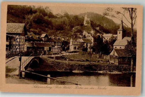 Schwarzburg Burg und Partie an der Kirche