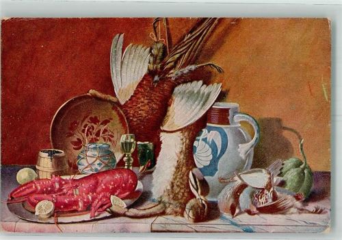 Stilleben mit Languste Fasan Hase und Wachtel