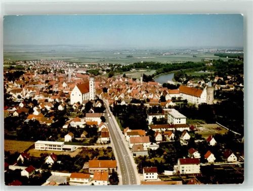 Lauingen Fliegeraufnahme Ort handschriftlich Foto Original aus Archiv eines Ansichtskartenverlags