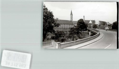 Lauingen Kirche Brücke Fahrrad Turm Ort handschriftlich Foto Original aus Archiv eines Ansichtskartenverlags