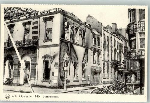 Ostende 1940 Stadtbibliothek Ruinen
