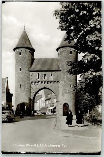 Dülmen Lüdinghauser Tor Auto beschnitten Foto AK
