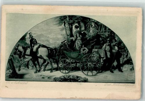 1920 Das Hochzeitspaar Kutsche
