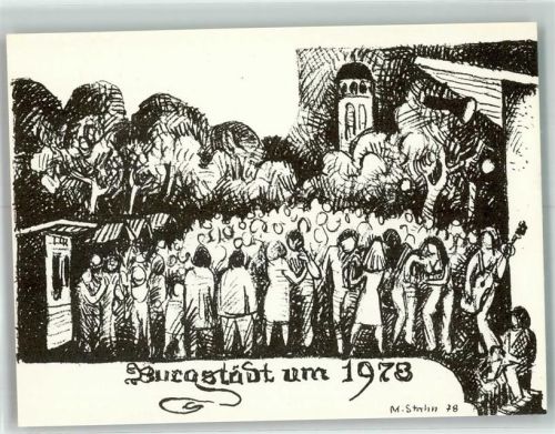 Burgstädt sign. Stahn Ansicht um 1978 Künstlerkarte