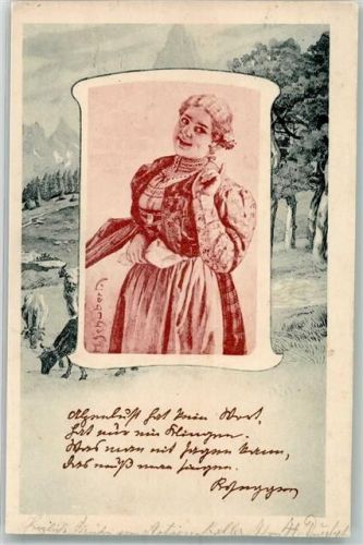 Tracht Bäuerin Kühe