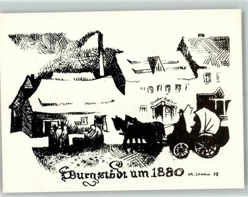 Burgstädt sign. Stahn, M. Ansicht um 1889 Künstlerkarte