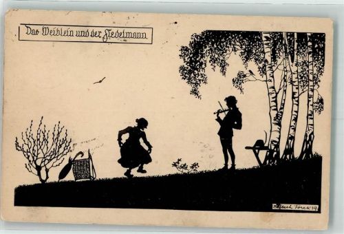 1922 Das Weiblein u. der Fiedelmann Schattenbilder XI. Reihe Fahrend Volk Geige