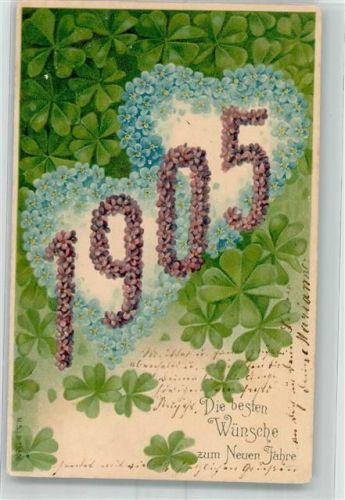 1904 Neujahr 1905 Kleeblätter Vergissmeinnicht M.S.i.B. Nr.13506