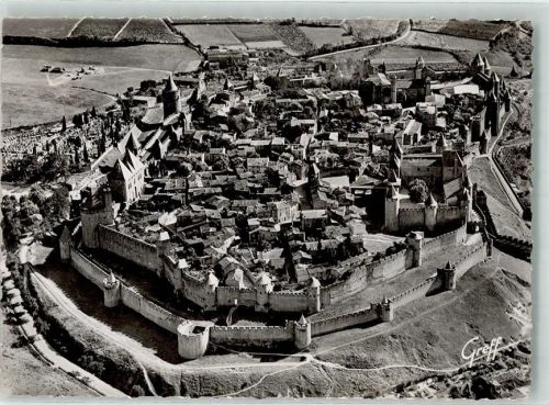 11000 Carcassonne 1949 Foto AK Fliegeraufnahme