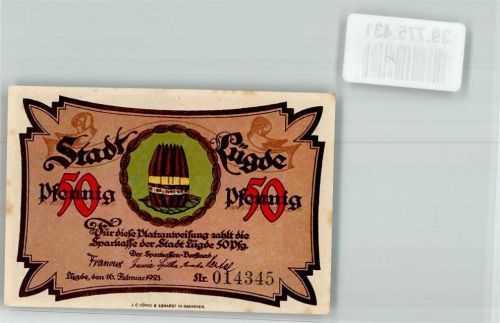 Lügde 1921 50 Pfennig Nr. 014345 Stadtmauer