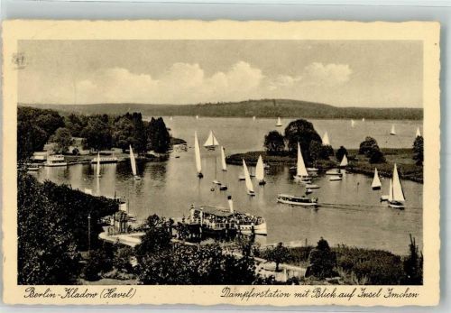 Kladow 1936 Dampferanlegestelle an der Havel mit Insel Imchen Verlag Meyerheim