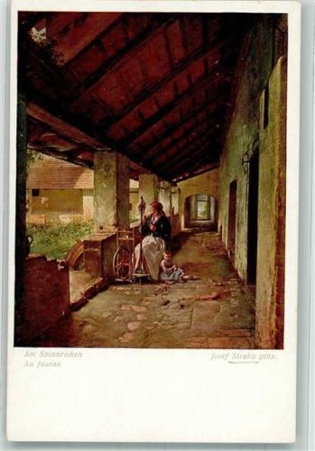 Frau mit Kind am Spinnrad Verlag Wiener Kunst B.K.W.I. Nr. 1796