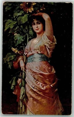 1929 Deutsche Kunst Nr. 555 sign. Sichel : Sonnenblume Verlag Liersch