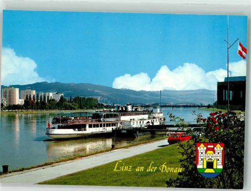 Linz Raddampfer DDSG Anlegestelle m. Blick auf Urfahr