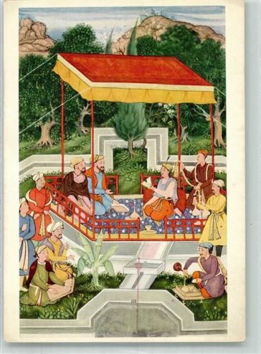 Kaiser Akbar im Gartenpavillon Moghul-Schule