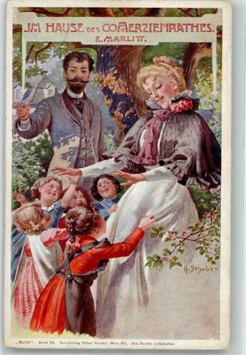 Im Hause des Comerzienrathes E.Marlitt Frau Kinder Verlag Neuber Serie 24 Schubert, H. Künstlerkarte