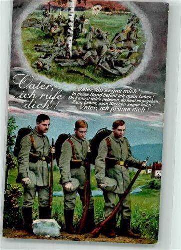 1915 Landser in Uniform beten vor der Schlacht zu Gott WK I L & P 5620