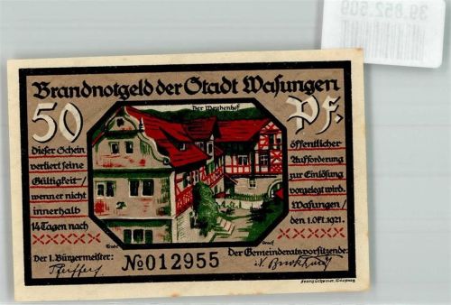 Wasungen 1921 50 Pf. Nr. 012955 Der Weyhenhof