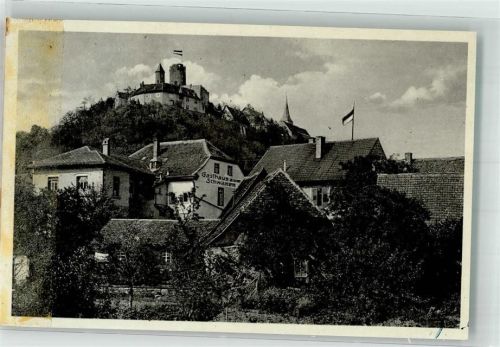 Krautheim Gasthaus zum Schwanen Burg Schwarz-Weiß-Rot Foto AK
