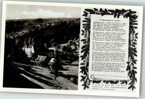 Kapfenhardt Gasthaus Obere Kapfenhardter Mühle Gedicht O Schwarzwald O Heimat von Ludwig Auerbach