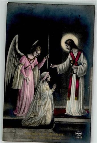 Engel Braut Christus Heiligenschein Abendmahl Verlag Amag Serie 11216 Kommunion Foto AK