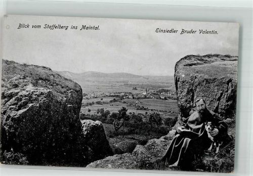 Staffelberg Einsiedler Bruder Valentin mit Hund