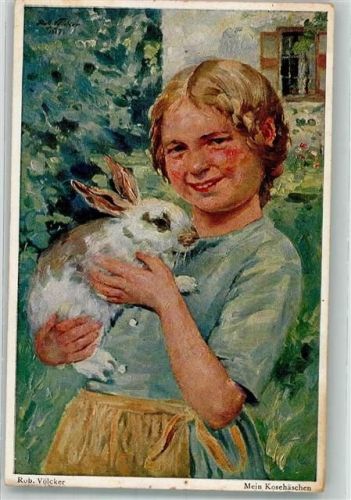 Kind mein Kosehäschen sign. Robert Völcker Palette Nr. 113
