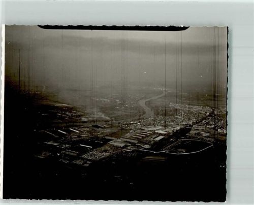 Rüsselsheim Fliegeraufnahme Ort handschriftlich Foto Original aus Archiv eines Ansichtskartenverlags