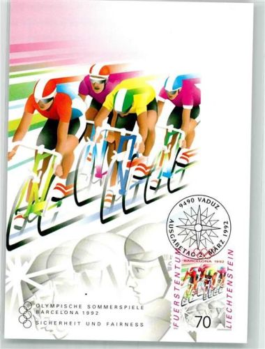 Vaduz 1992 Fahrradrennen anläßlich der Olympischen Spiele in Barcelona Spanien Künstlerkarte