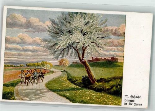 1918 sign. Schacht W. Hinaus in die Ferne Nr. 120 Feldpost S.B. I.R.R.J.B. 18