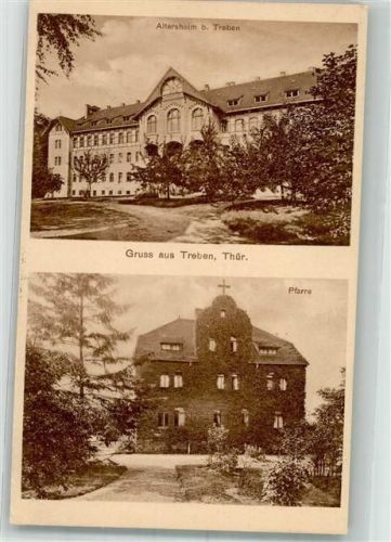 04617 O7401 Treben b Altenburg, Thür 1935 Gebrauchsspuren Altersheim und Pfarrhaus