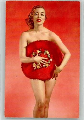 Nur der Strohhut bedeckt des Körper Pin Up 1970