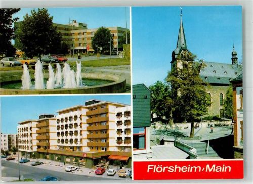 65439 W6093 Flörsheim am Main - Einkaufszentrum Brunnen St. Gallus Kirche