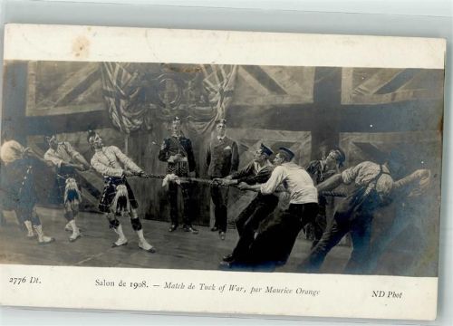 1908 sign. Orange Maurice Wettkampf Seilziehen S.P.A. 2776